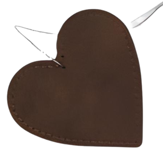 Buy bay-brown Heart Shaped Faux Leather Ornament - Laser Engraved