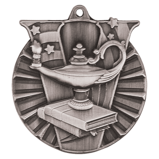 Antique Silver 2" Lamp of Knowledge Victory Medal