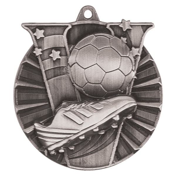 Antique Silver 2" Soccer Victory Medal