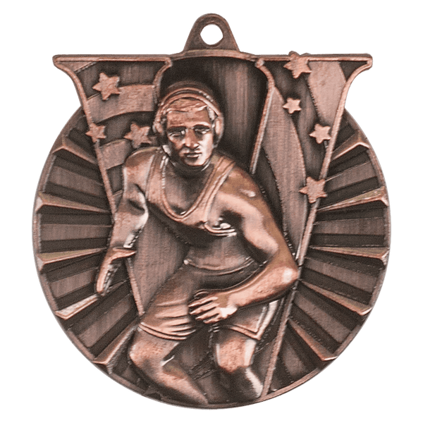 Antique Bronze 2" Wrestling Victory Medal