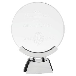 8 1/2" Round Voyager Glass with Silver/Black Base