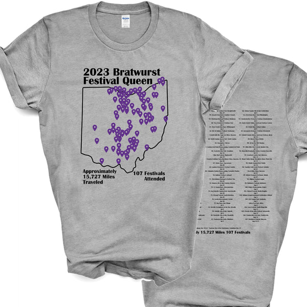 2023 Bratwurst Queen Pin Point Map Tee