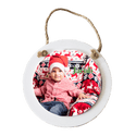 4.8" x 4.8" Wooden White Circle Ornament with Sublimatable Plate