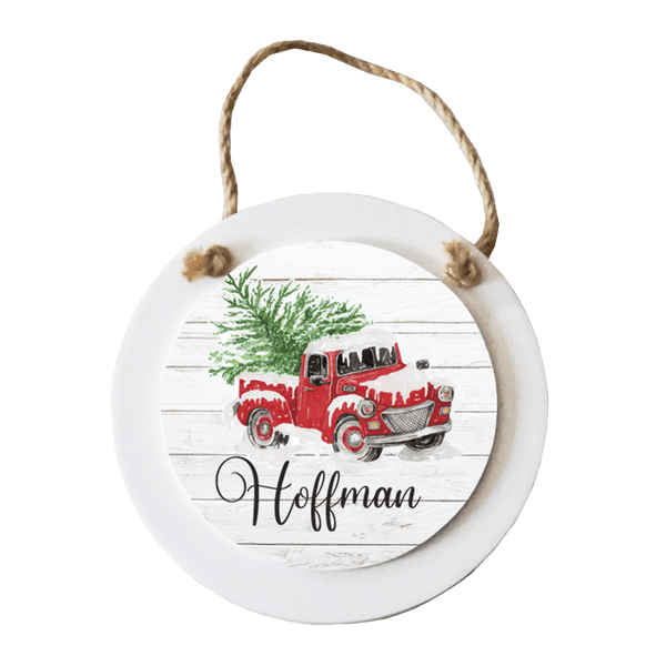 4.8" x 4.8" Wooden White Circle Ornament with Sublimatable Plate