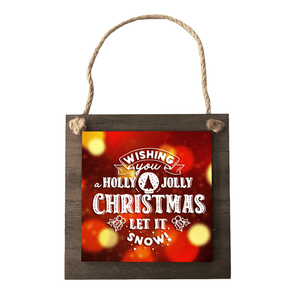 4.8" x 4.8" Wooden Dark Brown Square Ornament with  Sublimatable Plate